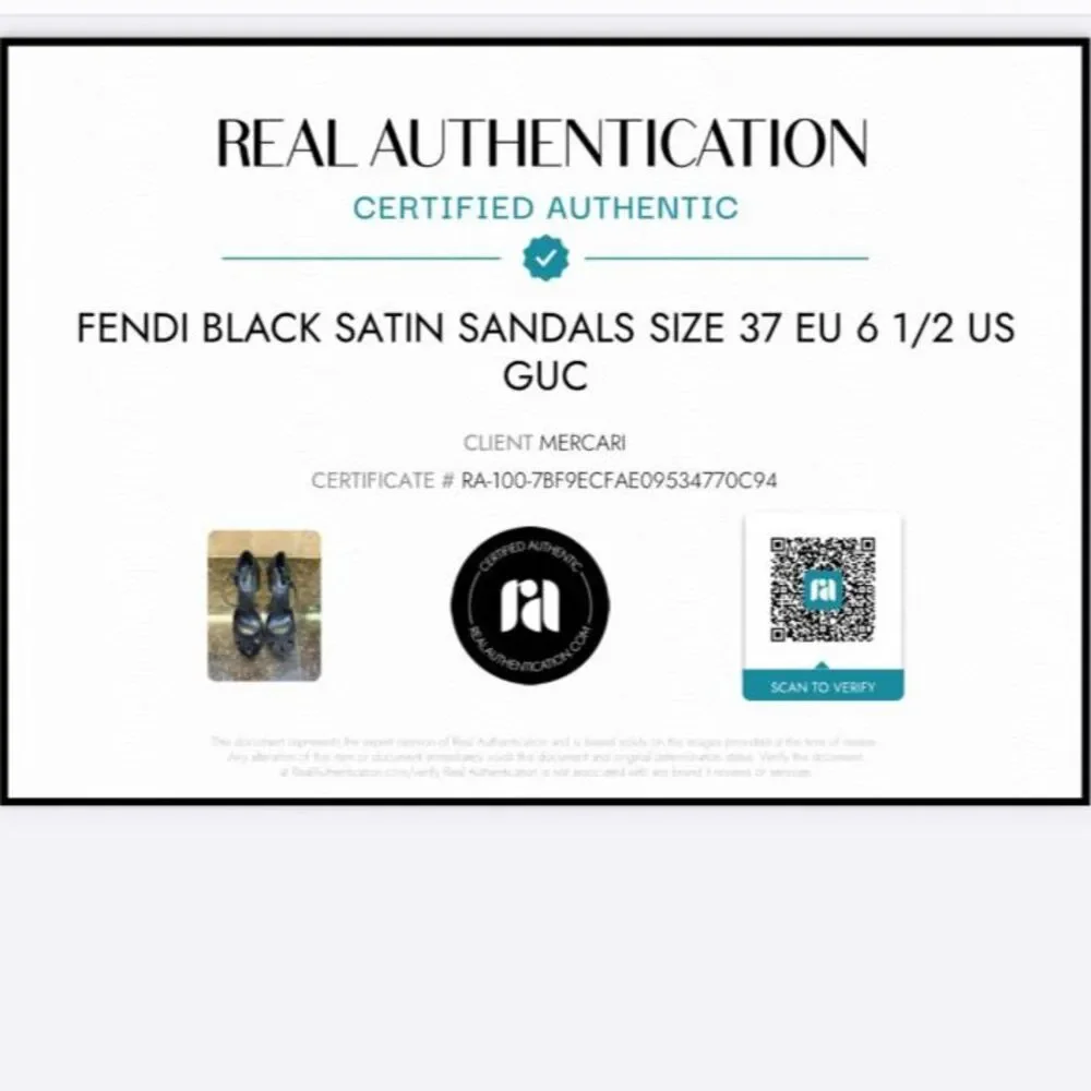 Vintage Fendi Black Satin Sandals Size 37 EU 6 1/2 US GUC - Picture 12 of 12